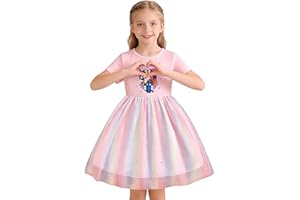 L.Xuezyly Girls Princess Dress with Kpop Anime Print Short Sleeve & Mesh Tutu Skirt for Daily Wear, Party, Casual