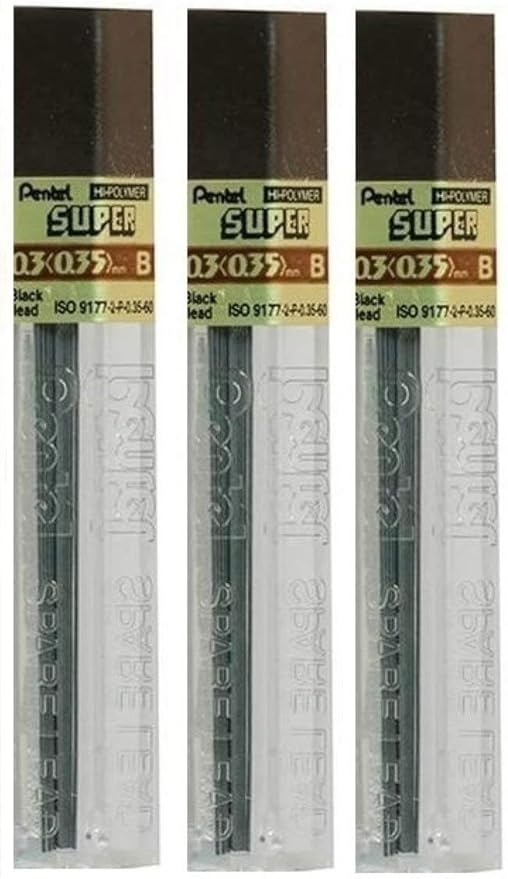 Pentel 0.3mm Size B Shade Hardness Pencil Refill Replacement Spare Leads Hi Pollymer Super For