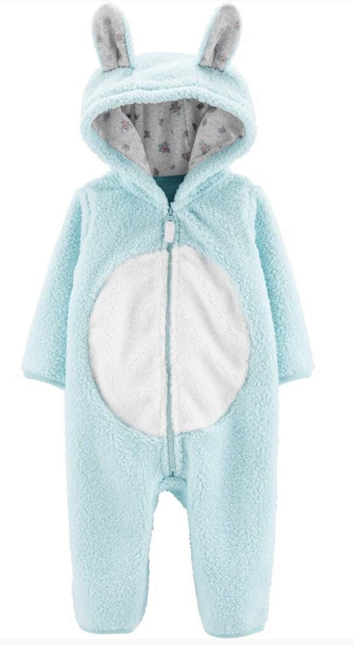 baby girl carter's 3d ear sherpa bunting pram