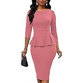 Women's Bodycon Pencil Dress Church Teacher Office Modest Business Wear to Work Sheath Suiting Dresses