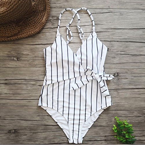 nuochimaoyi Plus Size Women Push-Up Padded Bra Beach Bikini Set Swimsuit Sexy Siamese Swimwear one Piece Swimwear White