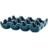 Rachael Ray Solid Glaze Ceramics Egg Tray/Holder, 12 Cup, Teal
