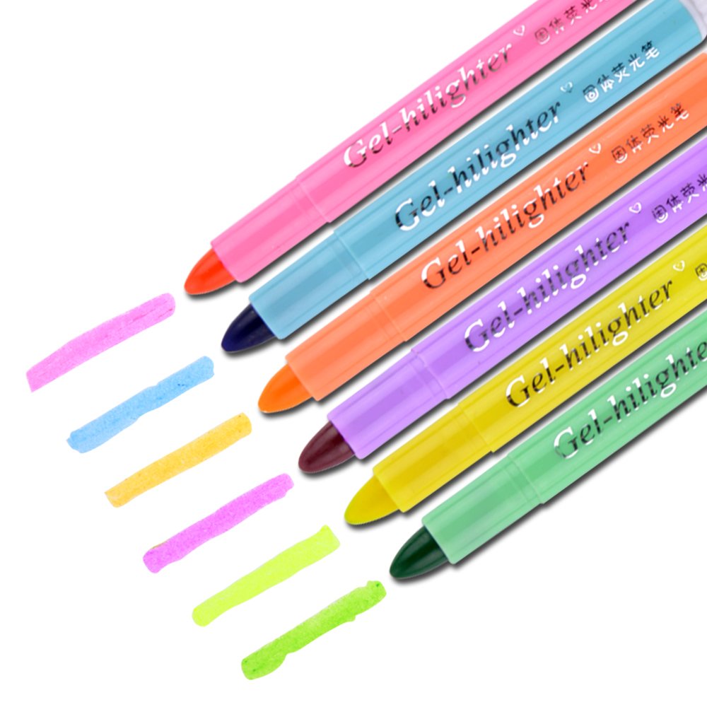 JXTZ Pack of 6 Pcs Cute Cool Novelty Candy Color Solid Jelly Highlighter Pen Office School Supplies Students Children Gift