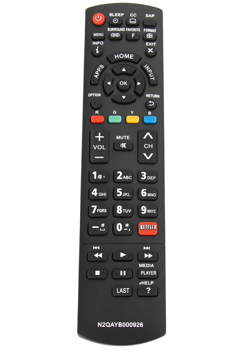 Telecomando Universale per Panasonic, Telecomando sostitutivo per Smart TV per N2QAYB000842 / N2QAYB000840 / N2QAYB001011 / N2QAYB000074 / N2QAYB000928 / N2QAYB000863 / N2QAYB001109