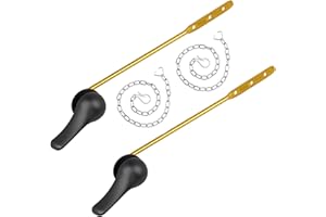 JWODO Toilet Handle Replacement Kit, 2-Pack Toilet Lever Flush Handle, Toilet Flusher Handle Lever with Stainless Steel Flapper Chain, Front Mount Toilet Trip Levers Fit for Most Toilet Tanks, Matte Black