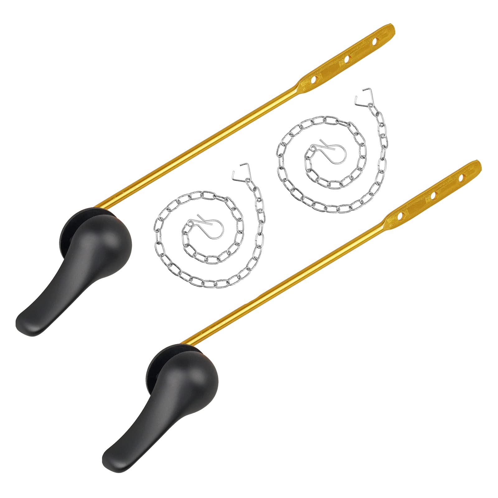 Photo 1 of Toilet Handle Replacement Kit, 2-Pack Toilet Lever Flush Handle, Toilet Flusher Handle Lever with Stainless Steel Flapper Chain, Front Mount Toilet Trip Levers Fit for Most Toilet Tanks, Matte Black