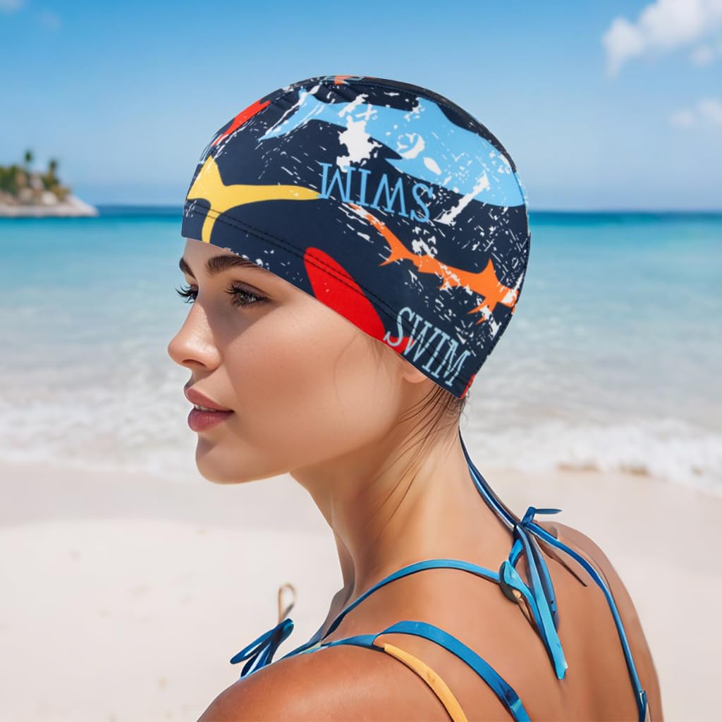Photo 1 of Swimming Pool Cloth Swim Cap – Polyester Swim Hat for Swimmers, Suitable for Pool Sessions and Competitive Swimming, Ensuring Comfort and Durability (Colorful)