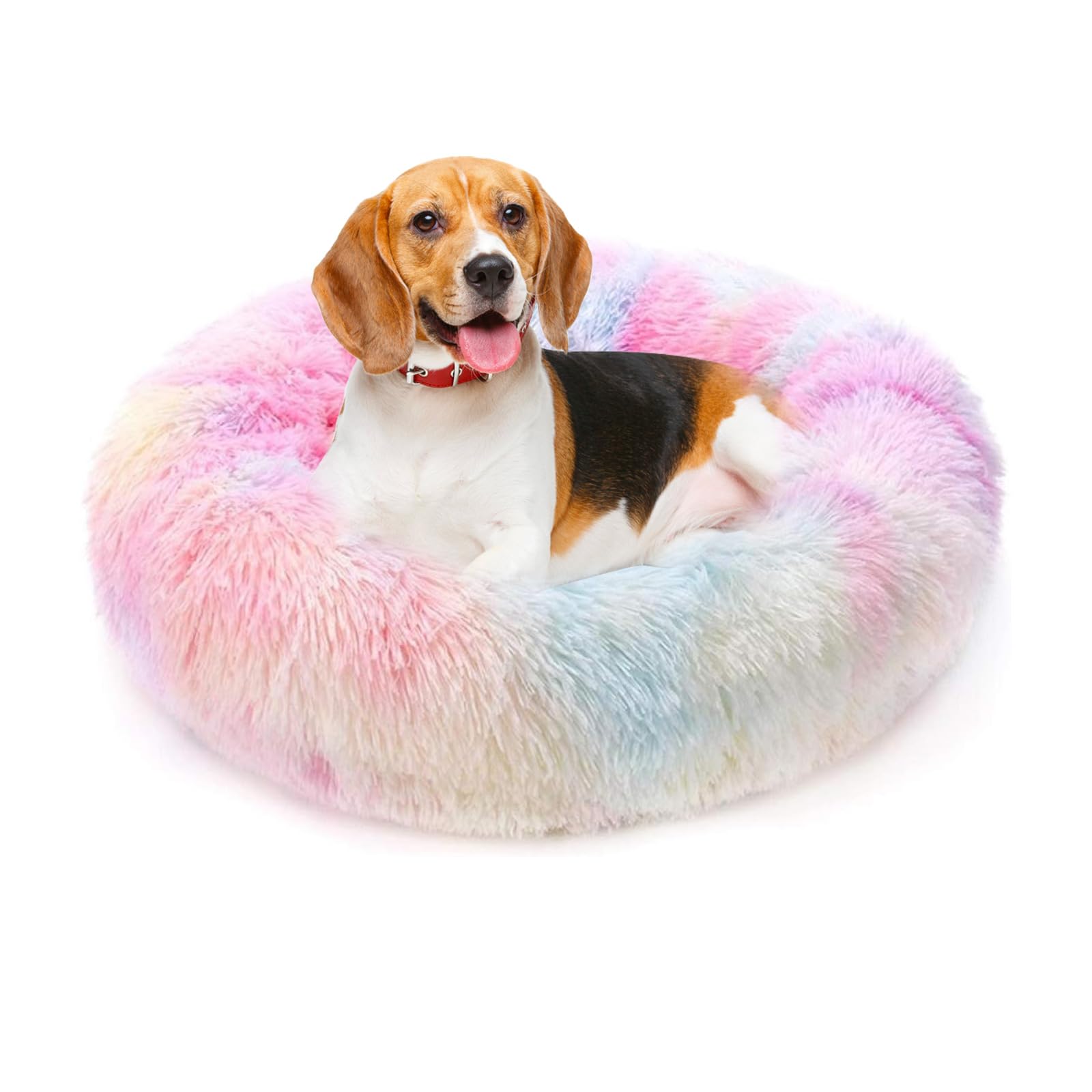 PETCUTE Dog Bed Cat Bed for Indoor Cats Washable Plush Donut Pet Bed Soft Calming Cuddler Kennel Small Medium Large