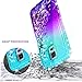 Galaxy S5 Case with Tempered Glass Screen Protector for Girls Women Kids, NageBee Glitter Liquid Sparkle Bling Floating Waterfall Shockproof Durable Cute Case for Samsung Galaxy S5 -Aqua/Purple