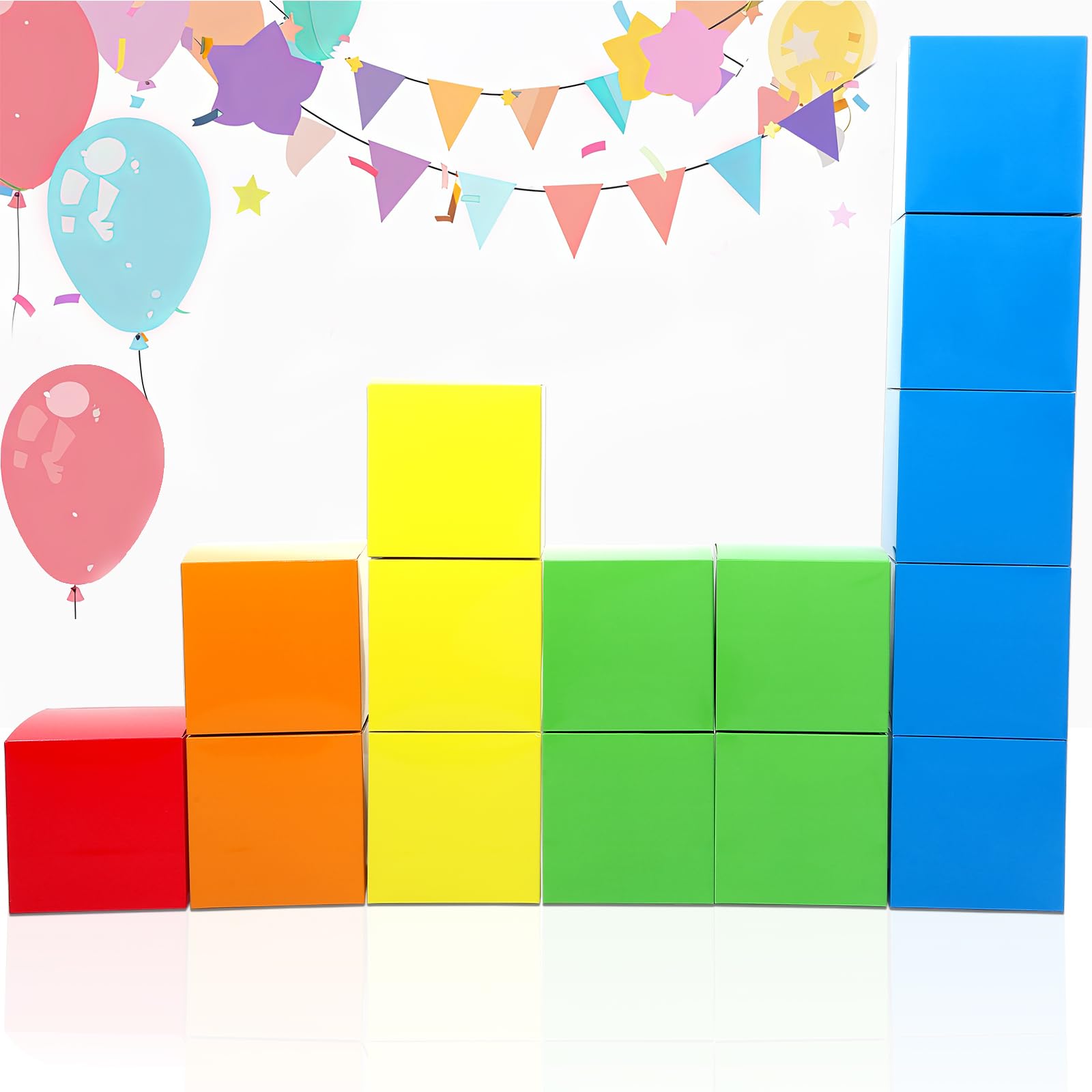 Photo 1 of 15PCS Number Party Blocks for Number Birthday Party Decoration Colorful Blocks Party Background Prop Boxes Classroom Numbers One to Five Blocks Decoration for Kids School Home Parties Supplies