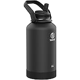 Takeya Actives Water Bottle with Straw Lid - Durable & Easy-Care Water Bottle with Stainless Steel Insulation - BPA-Free Lid with Carry Handle & Straw - Dishwasher-Safe - 64 oz, Onyx