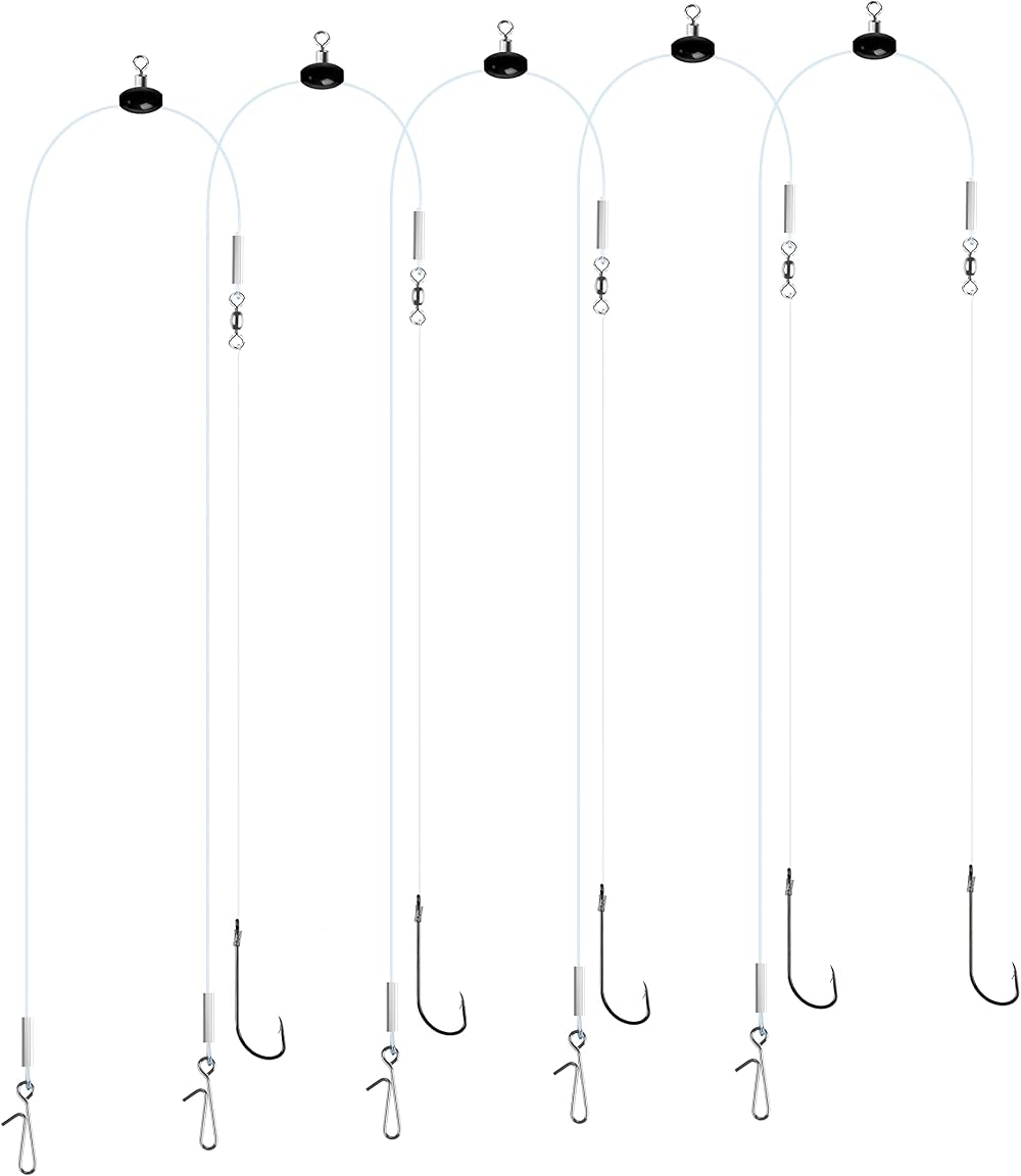 Luroad 5pcs Sea Fishing Pulley Rigs Single & Double Hooks 1/0-3/0