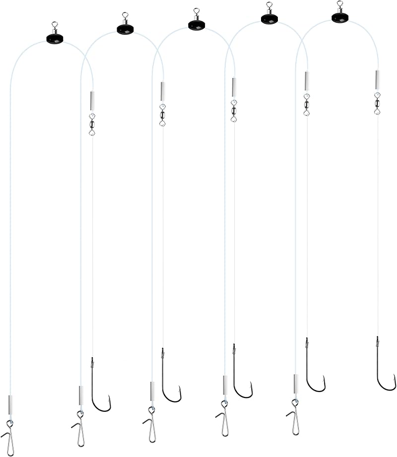 Luroad 5pcs Sea Fishing Pulley Rigs Single & Double Hooks 1/0-3/0