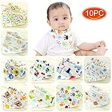 Elesa Miracle Baby and Toddler Bandana Drool Bibs, 10-pack Value Set, Absorbent Cotton with Adjustable Snaps (Boy Set)
