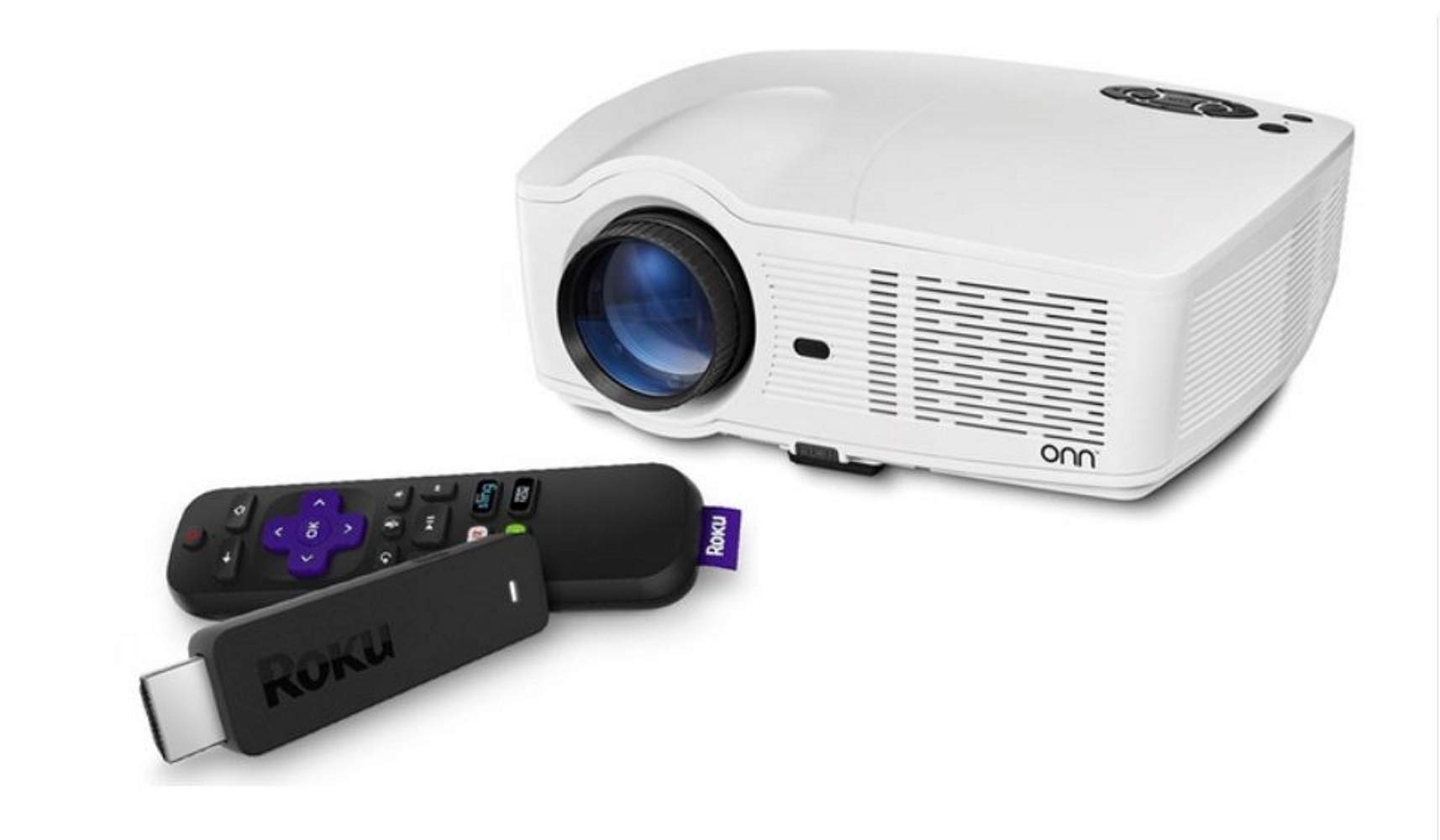 ONN 720p Portable Projector w/Roku Streaming Stick