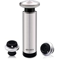 Wine Stoppers EZBASICS Wine Saver Pump with Wine Bottle Stoppers, Stainless Steel Pump + 2 Wine Stoppers