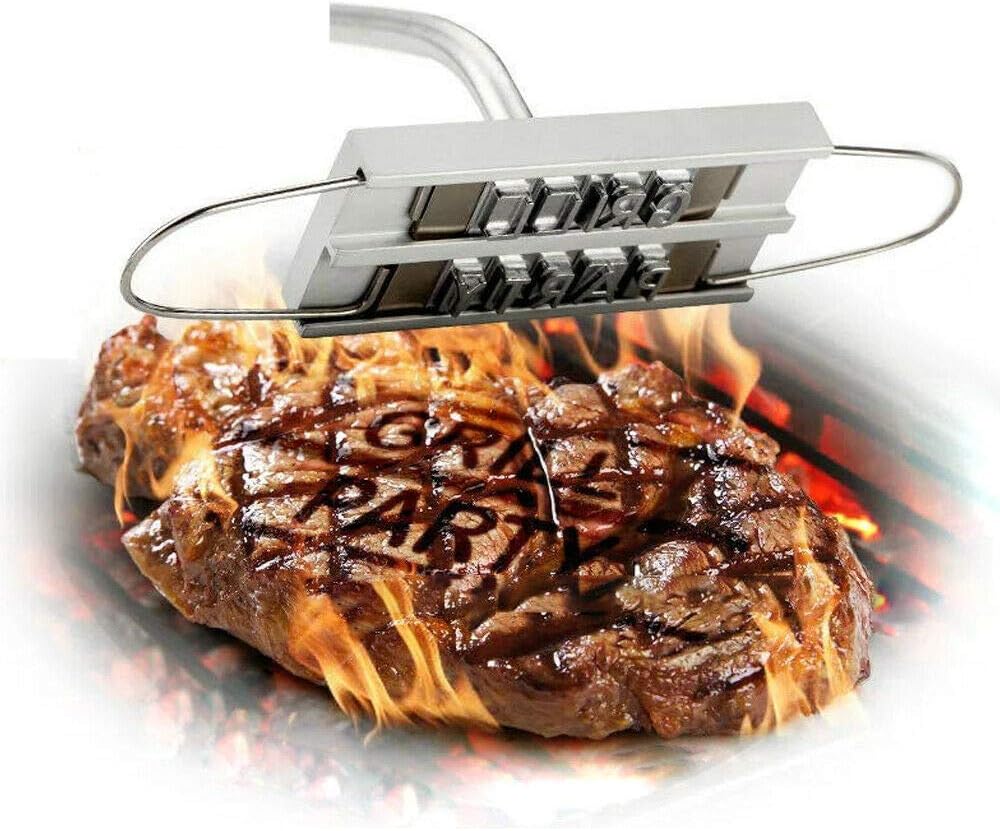 YUEWO BBQ Branding Iron with Changeable Letters Grilling BBQ Tools Perfect for Branding Steaks Burgers, Chicken, Meat