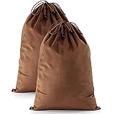 FantasyLife Shoe Bags for Travel, 17.3"x12.6" Washable Dust Bags for Storage & Packing, Flannel Shoe Pouch with Drawstring Closure for Purses, Handbags, Shoes & Toys (2, Mocha Mousse)