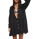Breezy Lane Swimsuit Coverup for Women Button Down Shirt Dress Vacation Wear