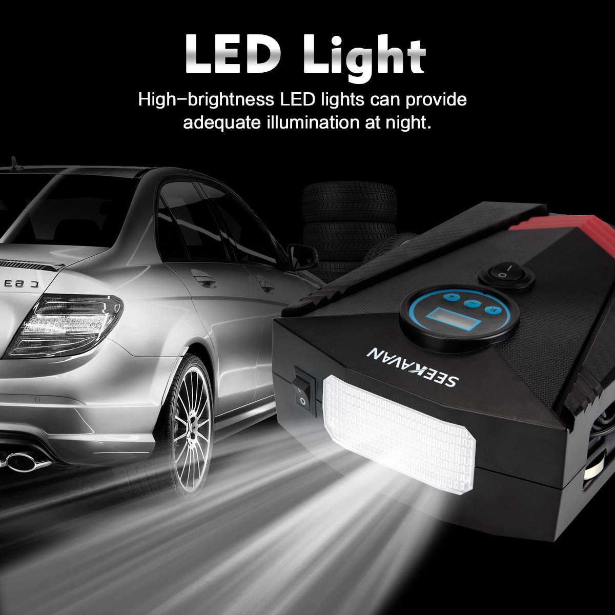 Tire Inflator, Portable Air Compressor Pump 12V DC with Digital LCD up to 150PSI for Car, Motorcycle, Bicycle and Other Inflatables