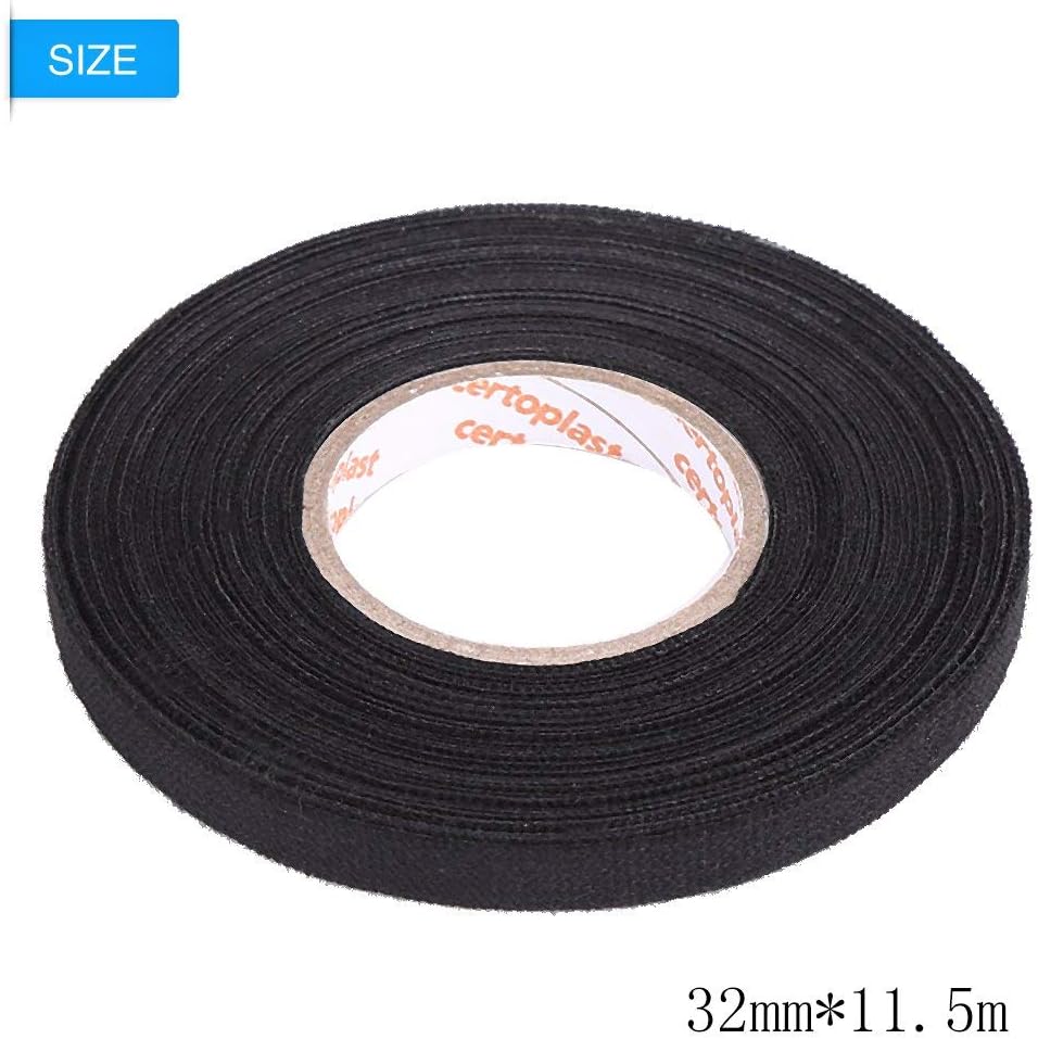 Ejoyous 19mm x 15m/ 32mm*11.5m/ 9mm*25m Fabric Car Tape, Multifunctional Self-adhesive Wiring Harness Tape, Wiring Tape for Car, Motorcycle, Black (32mm * 11.5m) - Image 4