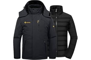 GEMYSE Men's Waterproof 3-in-1 Ski Snow Jacket Puffer Liner Insulated Winter Coat