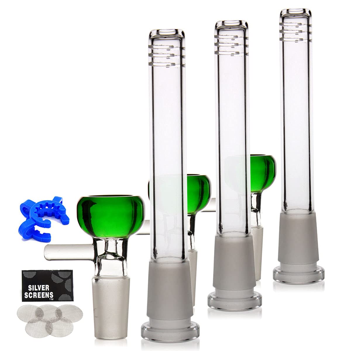 Glass Bong Bowl 14.5mm with Smoking Pipe, Accessories Glass Bongs Parts 3 downstem 14.5mm Hookah Pipe Bowls with Bongs Accessory Bowl for Smoking (Green bowl-14)