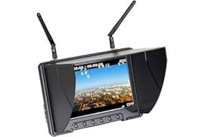 Flysight Black Pearl Diversity Monitor RC801 FPV Monitor with DVR HDMI in 5.8Ghz 40CH 7inch FPV Screen Receiver Built in Battery with Sunshade Hood for RC Racing Drone DJI Phantom Airplane (SMA ANT)