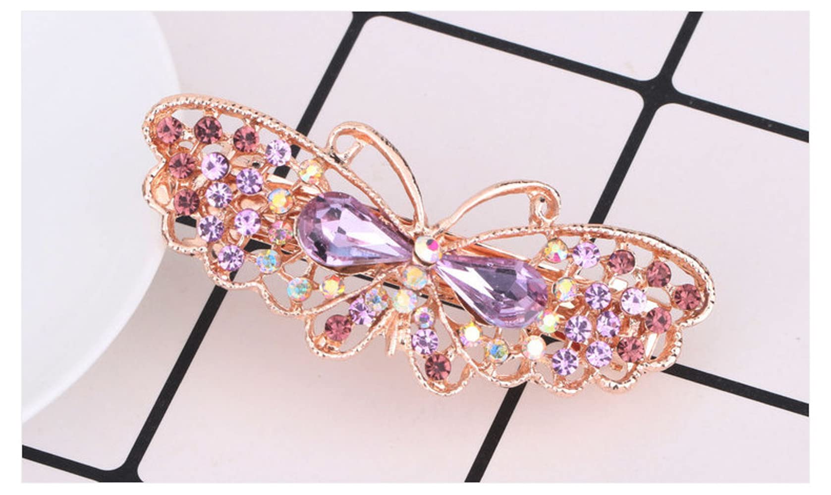 BSLVWG Hair Clips Women, Vintage Rhinestone Butterfly Style Barrettes, Crystal Metal Vintage Butterfly Hair Clips, Gift for Women, Wife or Girlfriend (Purple)