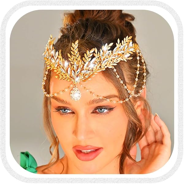 Amazon.com : Kilshye Leaf Bride Wedding Headband Crown Gold  display picture 1