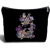 Zomhix Floral Microscope Canvas Makeup Bag - Microbiology Science Teacher Gift, Science Chemistry Teacher Student Gifts, Science Women's Zippered Bag