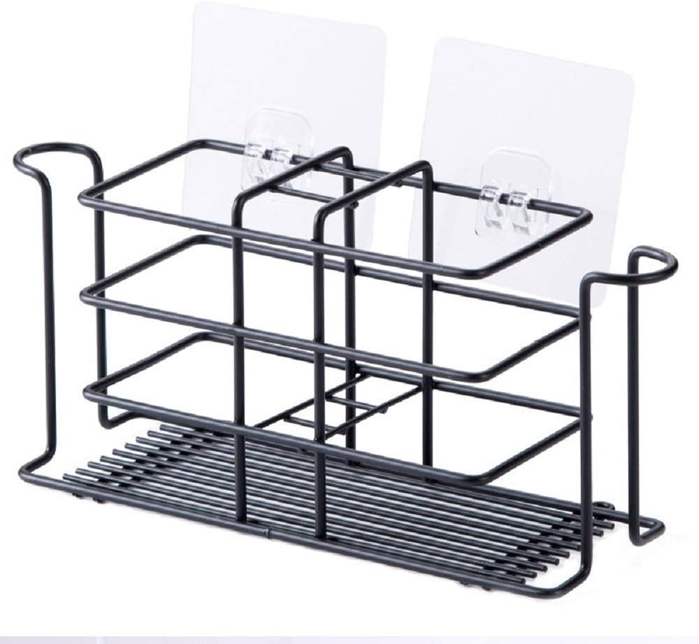 HOME CUBE® Self Adhesive Toothbrush Toothpaste Storage Holder Rack Toothbrush Storage Rack Storage Shelf for Bathroom - Black Color