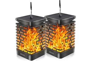 EOYIZW Solar Outdoor Lights 2 Pack- 99 LEDs Solar Lantern Flickering Flame Lights for Garden Decor- IP65 Waterproof Solar Garden Lights Decor for Halloween Patio Garden Yard Porch