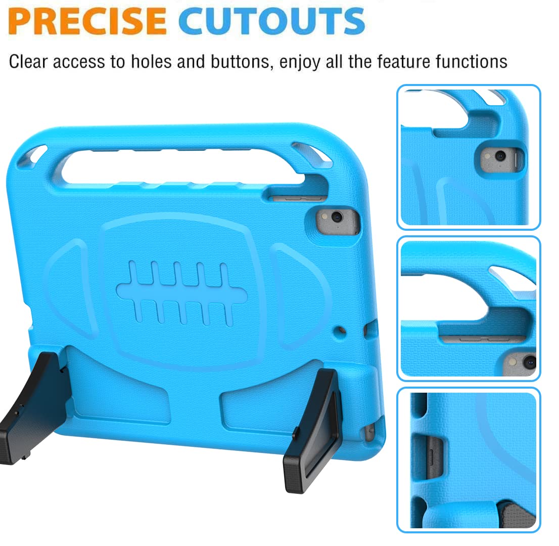 BMOUO Kids Case for iPad 9th/8th/7th Generation (iPad 10.2 Inch, 2021/2020/2019) with Built-in Screen Protector, Durable Shockproof Handle Stand iPad 9th 8th 7th Generation Case for Kids, Blue
