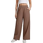 QILORA Womens Lightweight Wide Leg Pants Drapey with Pockets Athletic Yoga Pants Casual Travel Work Loose Pant