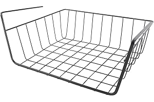 Luqeeg Multipurpose Under Shelf Wire Basket Space Saving Hanging Cabinet Storage Rack for Pantry Desk Bookshelf 1 X Iron Kitc