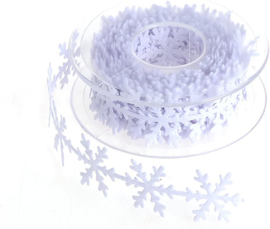 Snowflake Trim Ribbon Christmas Tree New Year Decoration Scrapbook DIY Accessories (White) Unisex