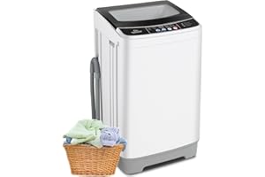 Nictemaw Portable Washing Machine 17.8 Lbs Capacity Portable Washer with Drain Pump, 2.4 Cu.ft Compact Laundry Washer with Glass Top Lid, 10 Programs & 8 Water Levels, Ideal for Home, Apartment, RV
