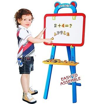 Munchkin Land 3 in 1 Educational Magnetic White Chalk Board Learning Easel for Kids (84 Pieces)