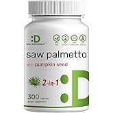 Saw Palmetto Supplement with Pumpkin Seed, 300 Capsules | Promotes Prostate Health | DHT Blocker | Hair Growth Vitamins, Maintain Normal Urinary Frequency