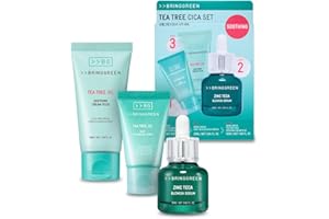 BRING GREEN TEA TREE CICA SET | Korean Skin Care Kit for Acne-Prone, Sensitive Skin | Zinc Teca Serum, Tea Tree Hydrating Moisturizer & Deep Cleansing Foam | Oil Control & Pore Care | K-Beauty Gift