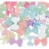 SUNNYCLUE 60Pcs 3 Styles Acrylic Bow Bead Plastic Bowknot Beads Bulk Random Colorful Opaque White Pink Mini Bows Bowtie Spacer Charms for Jewelry Making Pendants Earrings Necklaces Bracelets Keychains