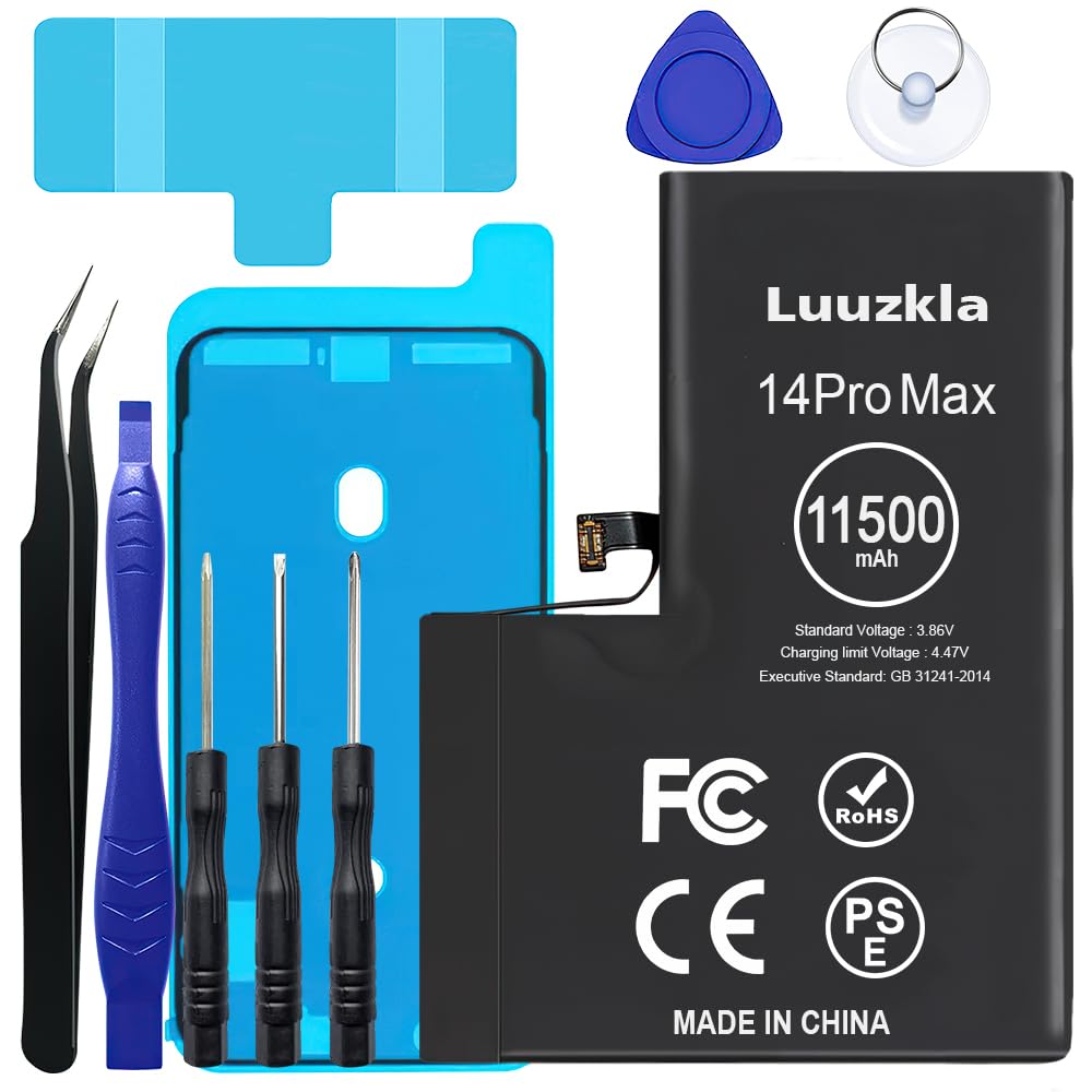 Luuzkla 11500mAh (2024 New Upgrade) Battery Compatible with iPhone 14 Pro Max, Super Capacity Battery Compatible with iPhone 14 Pro Max, with Full Tool Kits-0 Cycle High Capacity-24 Months Service