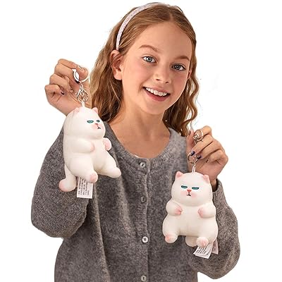 Buy Fat White Cat Plush Fluffy Kitty Cat Toy Soft Hugging Pillow Cute Kitten Stuffed Animals Dolls Pendant For Bag Key Decor Valentines Day Xmas Birthday Gifts Online In Poland B091868xn2