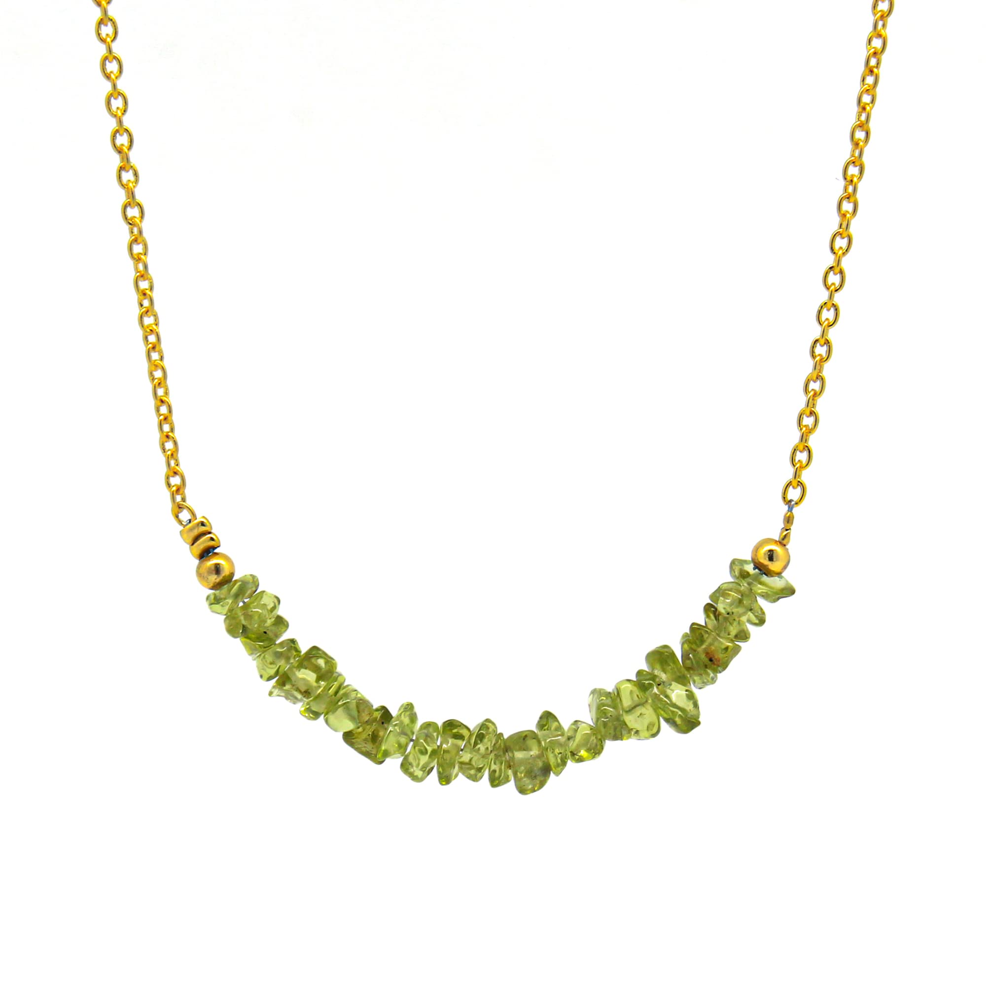 Photo 1 of Gempires Green Peridot Gemstone Necklace August Birthstone Crystal Handmade Jewelry Hypoallergenic 18 Inch Gold Plated Lightweight Jewelry Gifts For Women