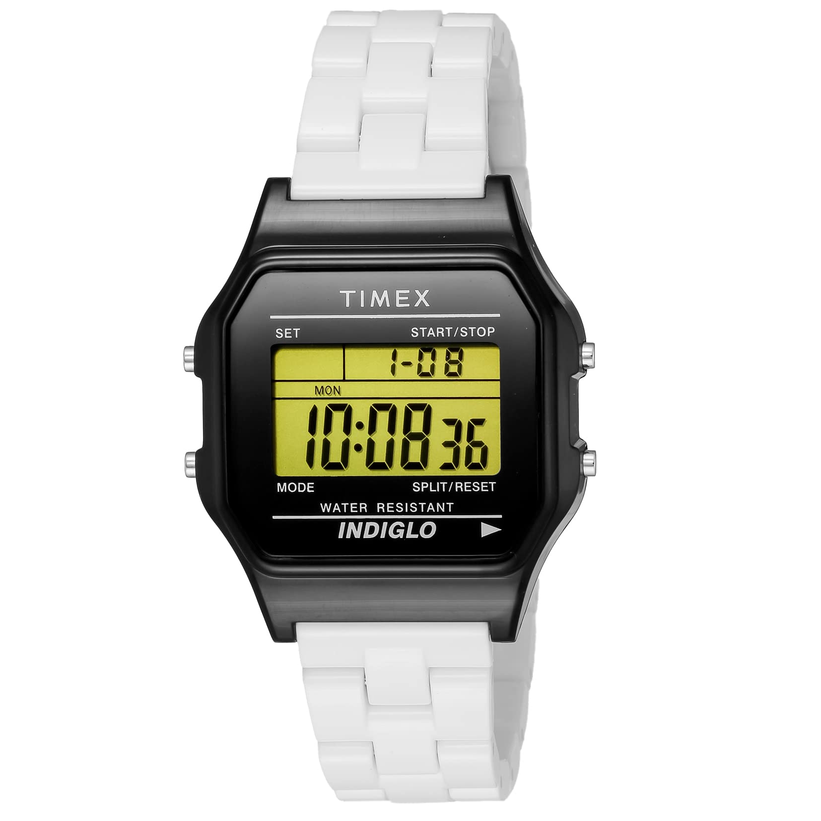 TIMEX(タイメックス) Classic Digital Tile Collection Black Resin Quartz Quartz 36MM America Watch Unisex, multicolor (black / white), 1 piece, Classic