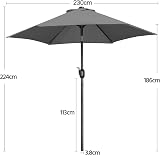 Yaheetech Garden Parasol Umbrella 2.3M with Crank Tilt 6 Metal Ribs Grey view 3