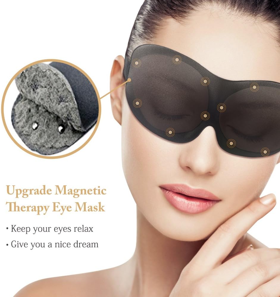 Upgraded Magnetic Sleep Mask for Women Men & Kids, Ehomi Eye Mask Eye Cover for Sleeping, Blindfold 3D Contoured Sleeping Mask, Great for Nighttime, Travel, Shift Work & Meditation, Black