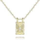 SunDins Gold Necklace for Women 14K Gold Necklaces for Women Butterfly Necklaces for Womens Butterfly Texture with Oval Cubic Zirconia Square Pendant Necklace for Womens