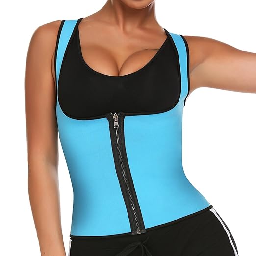 Nine Bull Women Neoprene Sauna Zipper Vest Waist Trainer For Fat Burning Cut Weight Body Shaper